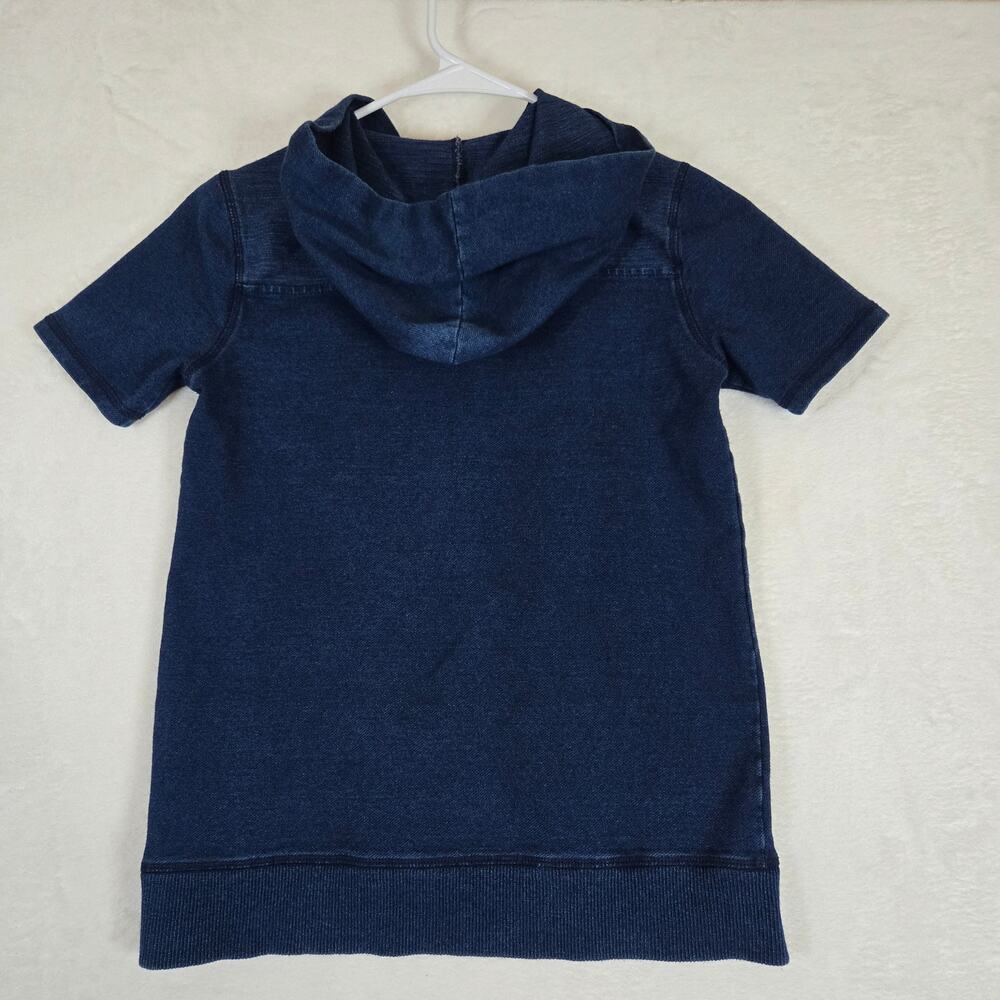 7 For All Mankind Kids Youth Short Sleeve Hooded Shirt Denim large 0845 - Picture 2 of 6